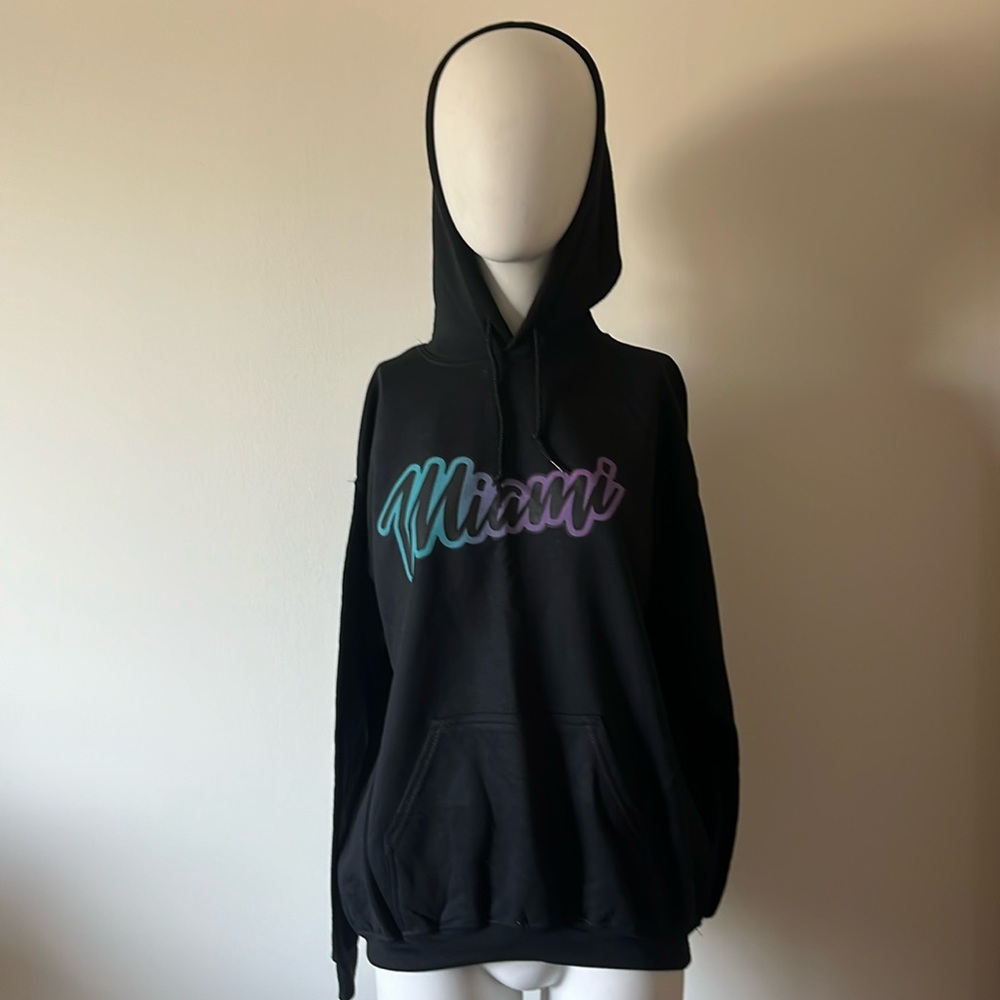 Gildan Miami Black Hoodie Size M New Without Tags